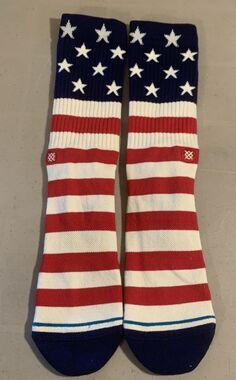 Stance The Fourth USA Flag Crew Socks Red Size Large